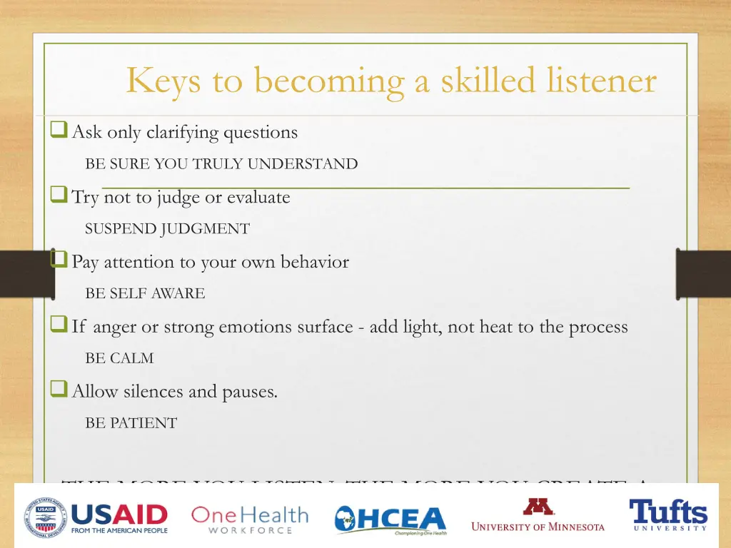 keys to becoming a skilled listener