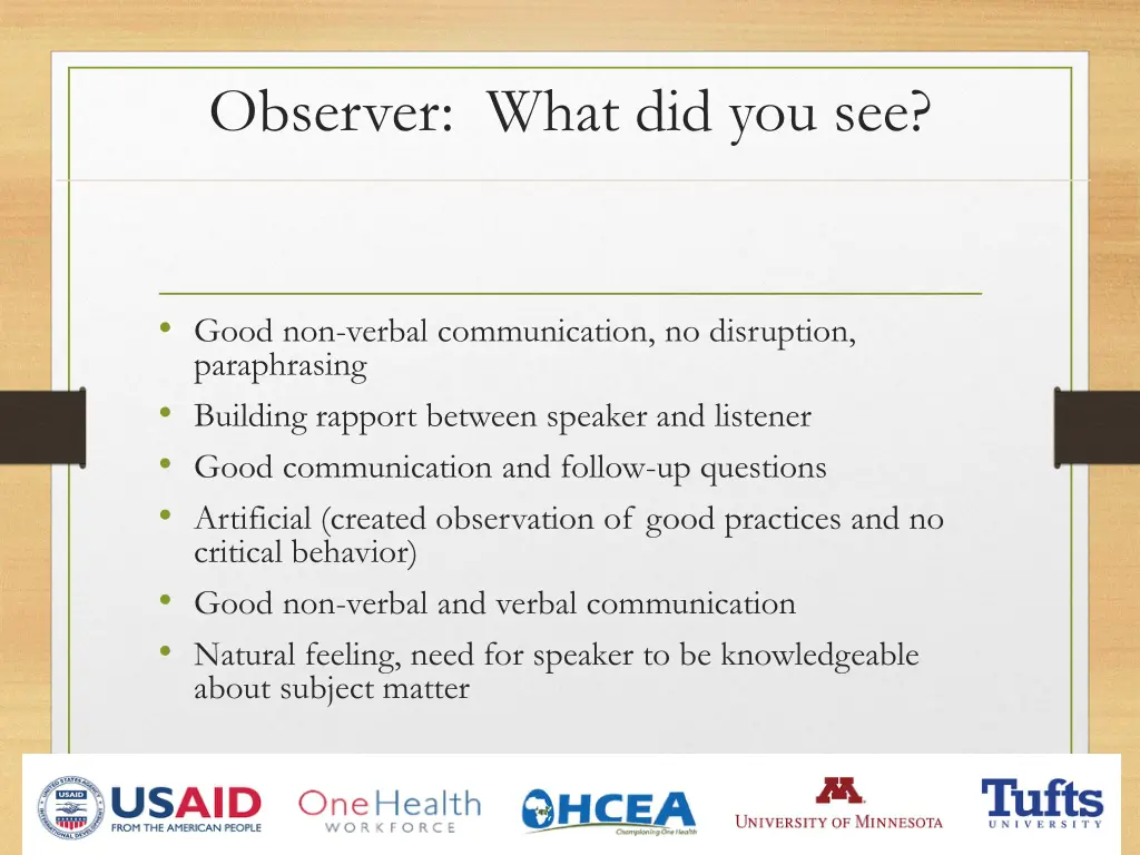 observer what did you see