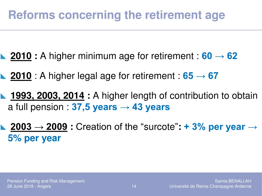 reforms concerning the retirement age