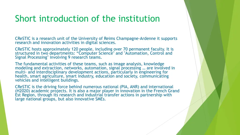 short introduction of the institution