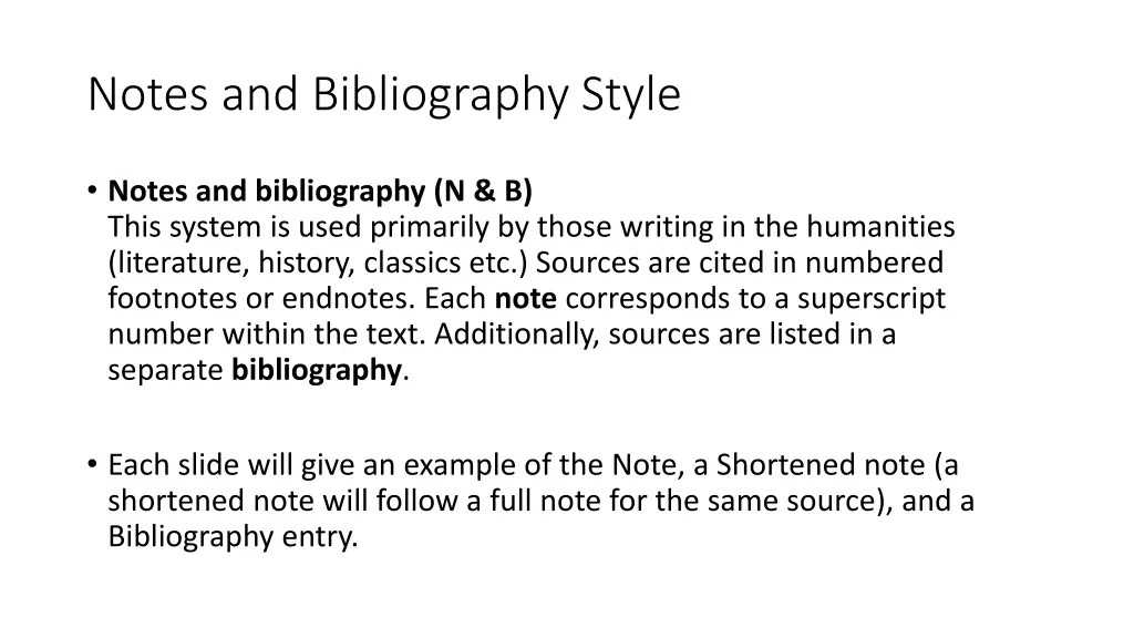 notes and bibliography style