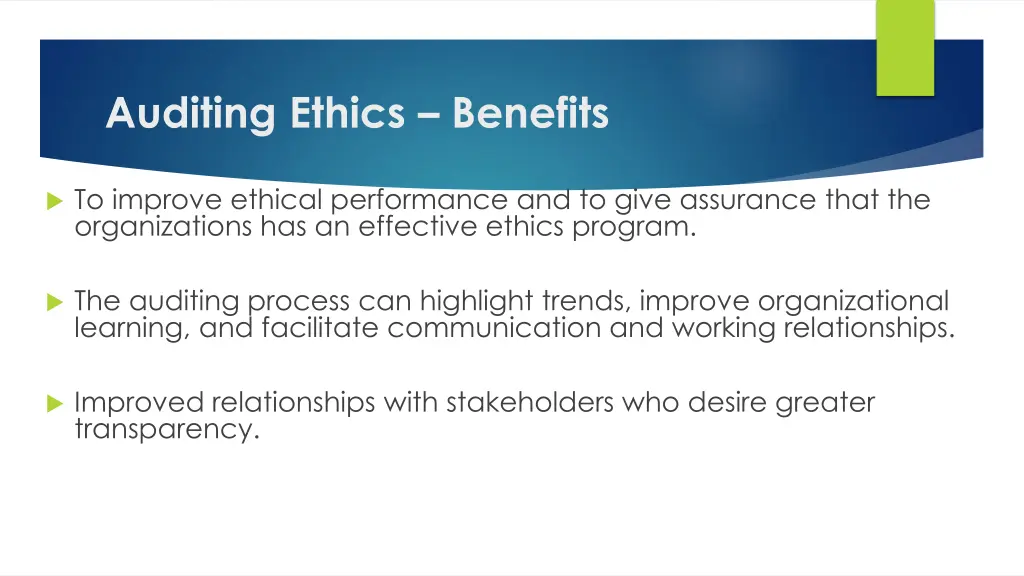 auditing ethics benefits