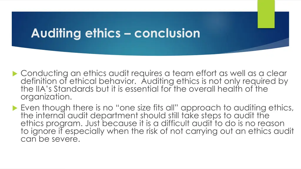 auditing ethics conclusion