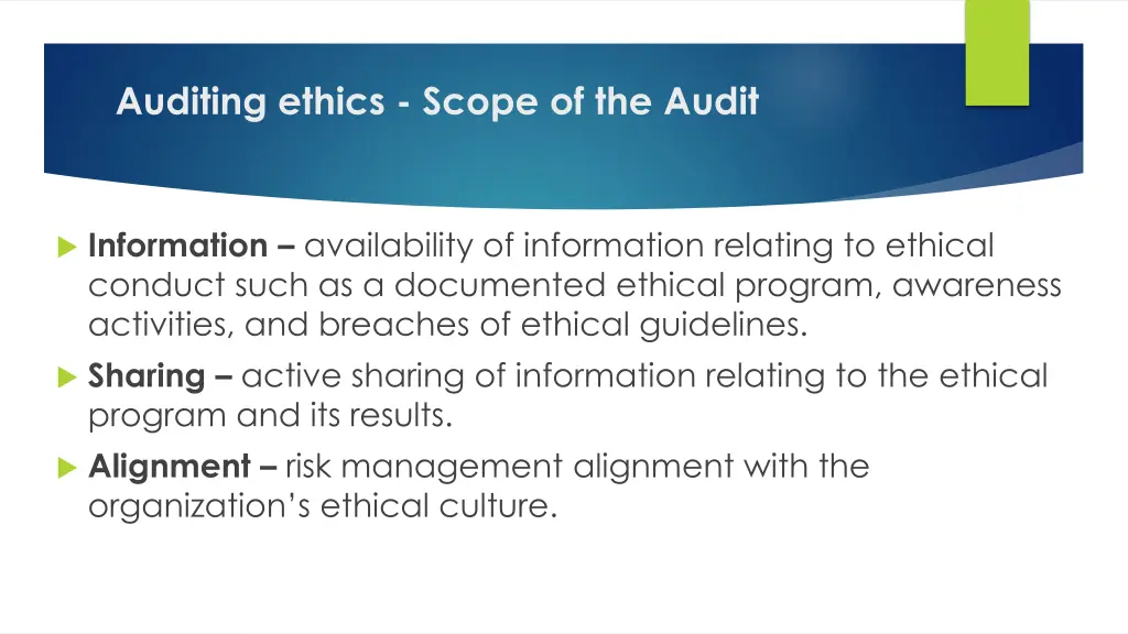 auditing ethics scope of the audit 1