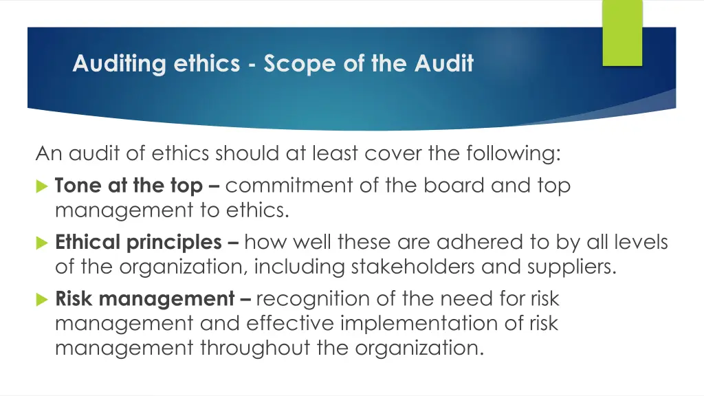 auditing ethics scope of the audit