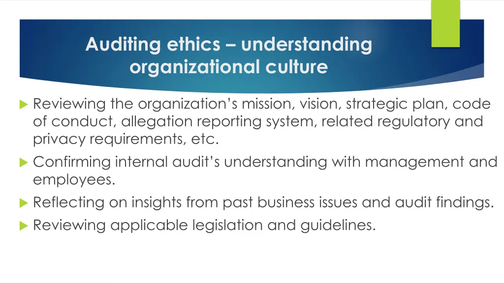 auditing ethics understanding organizational