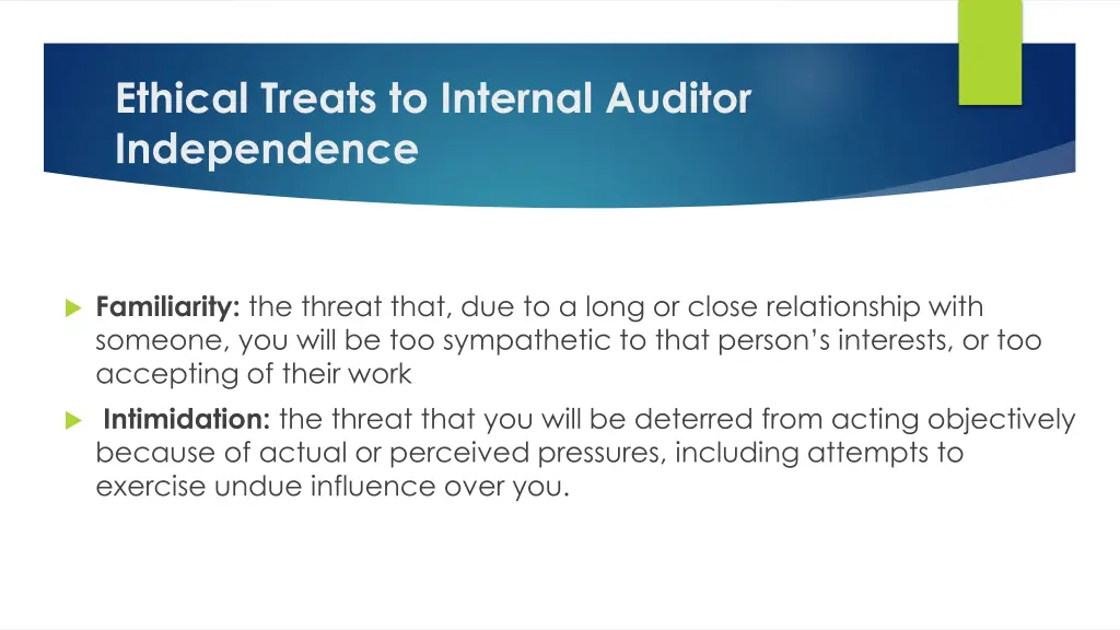 ethical treats to internal auditor independence 1