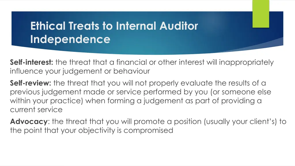 ethical treats to internal auditor independence 2