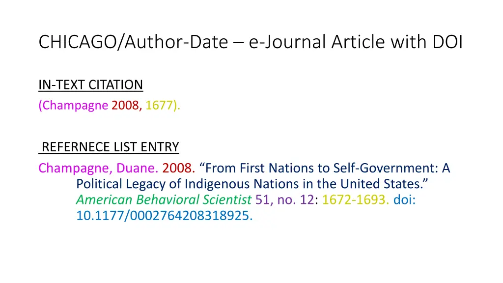 chicago author date e journal article with doi