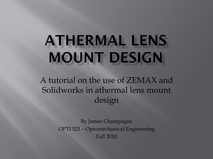 a tutorial on the use of zemax and solidworks