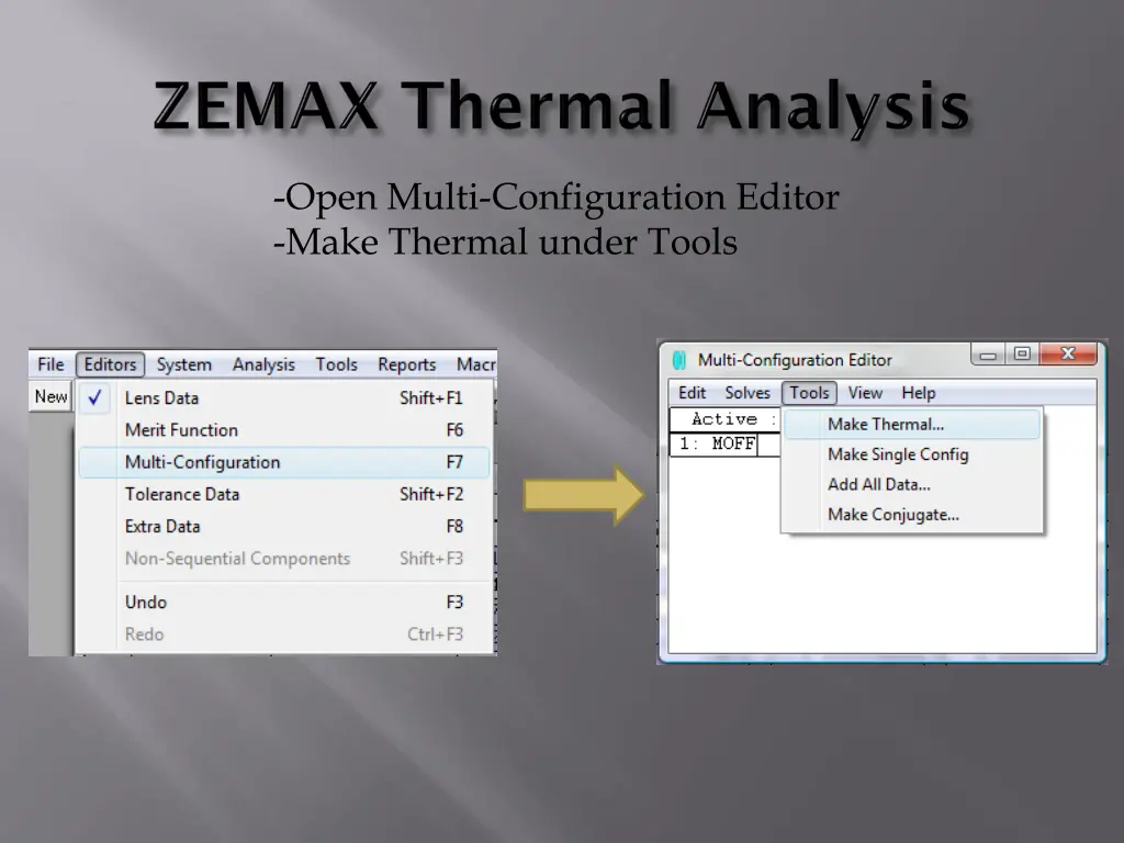 open multi configuration editor make thermal