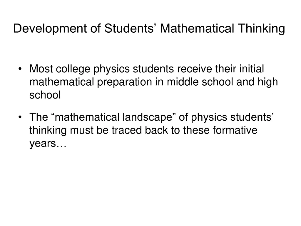 development of students mathematical thinking