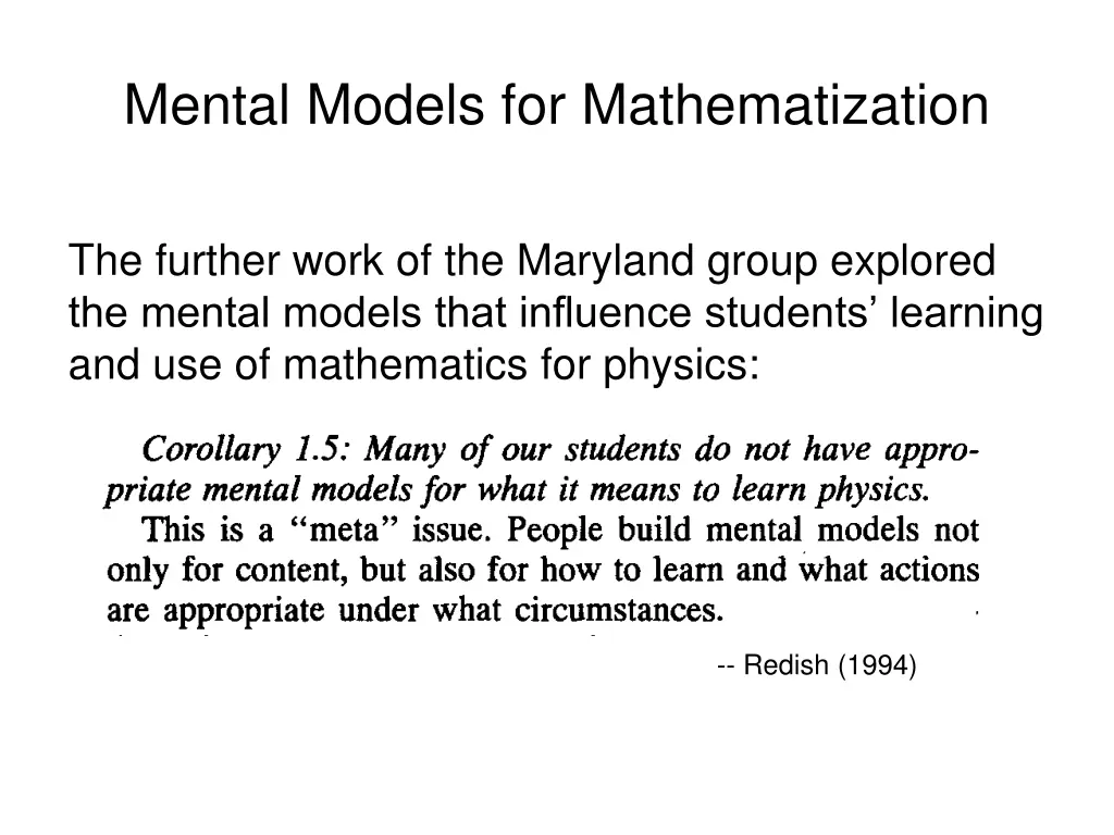 mental models for mathematization