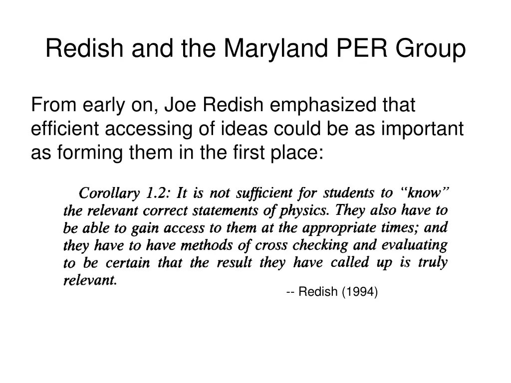 redish and the maryland per group