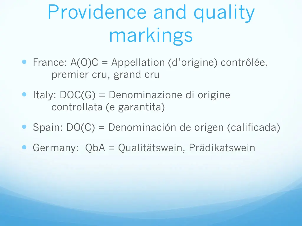 providence and quality markings