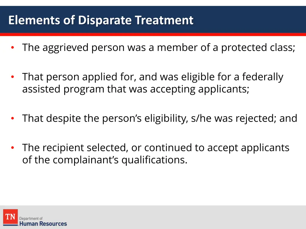 elements of disparate treatment