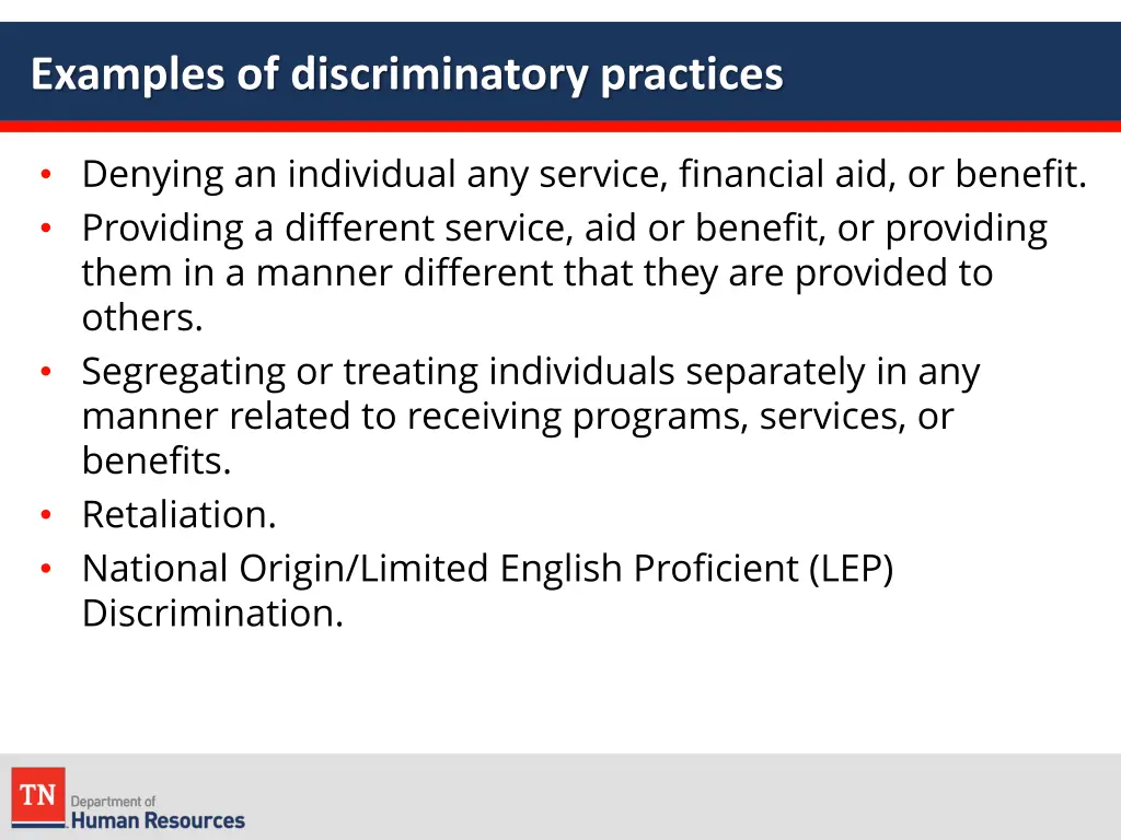 examples of discriminatory practices