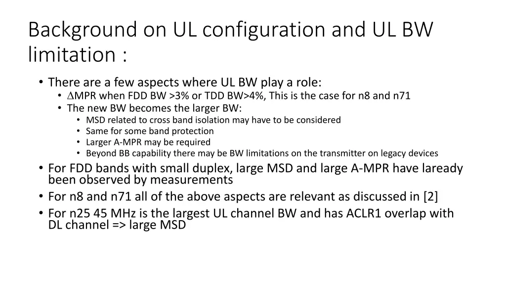 background on ul configuration