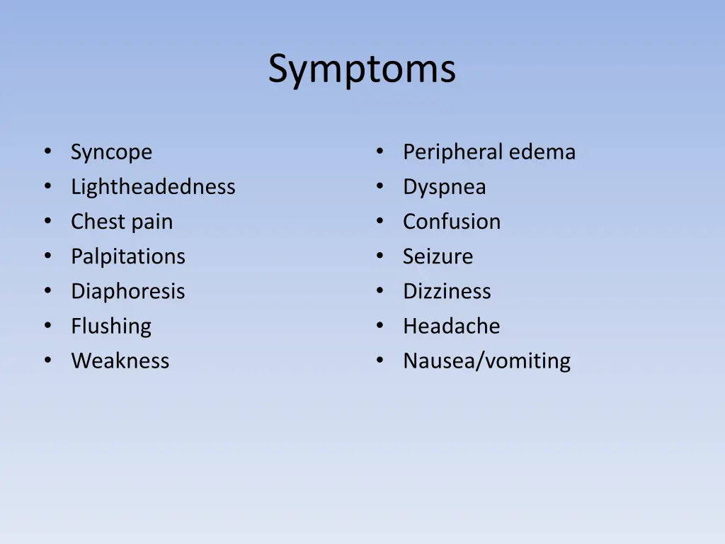 symptoms