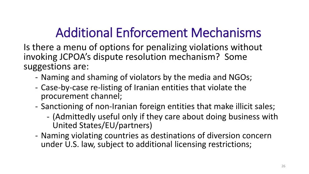 additional enforcement mechanisms additional