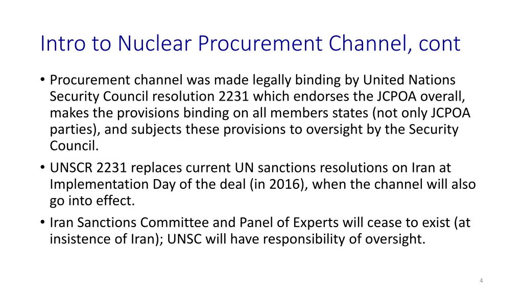 intro to nuclear procurement channel cont