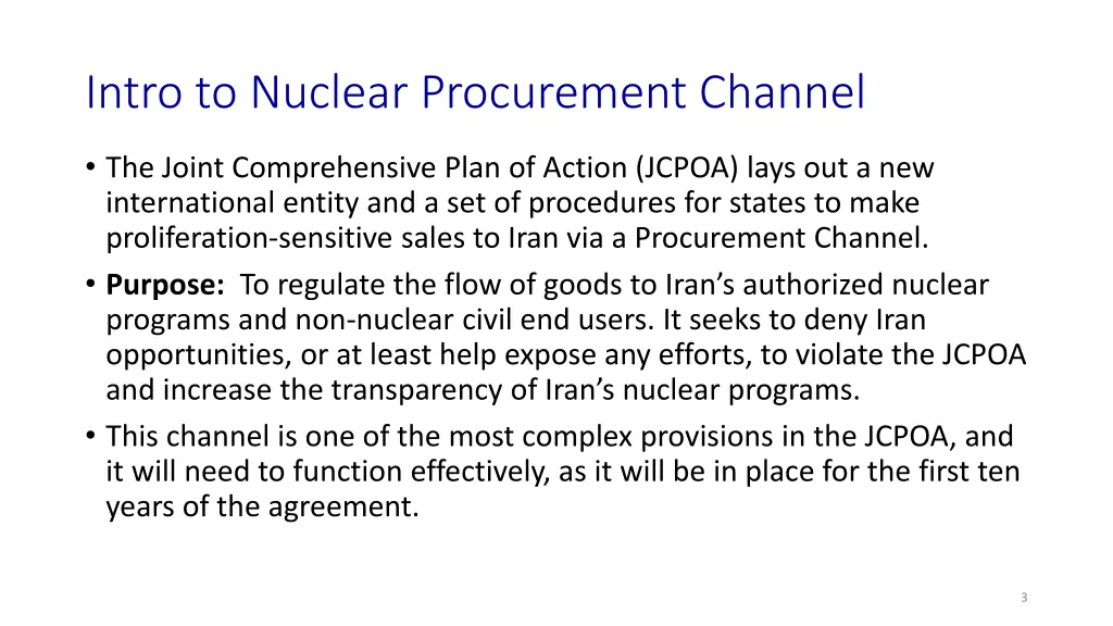 intro to nuclear procurement channel