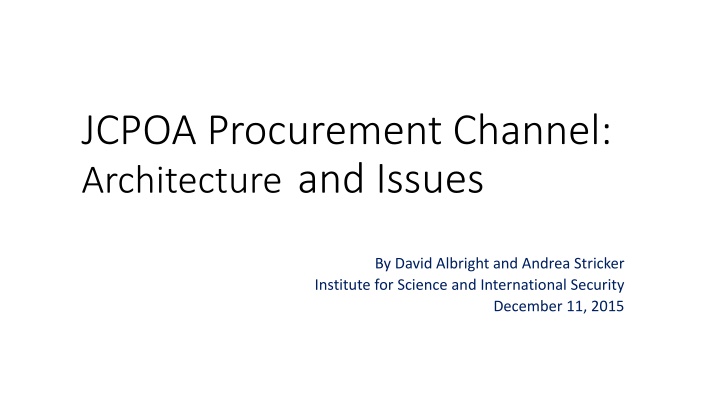 jcpoa procurement channel architecture and issues