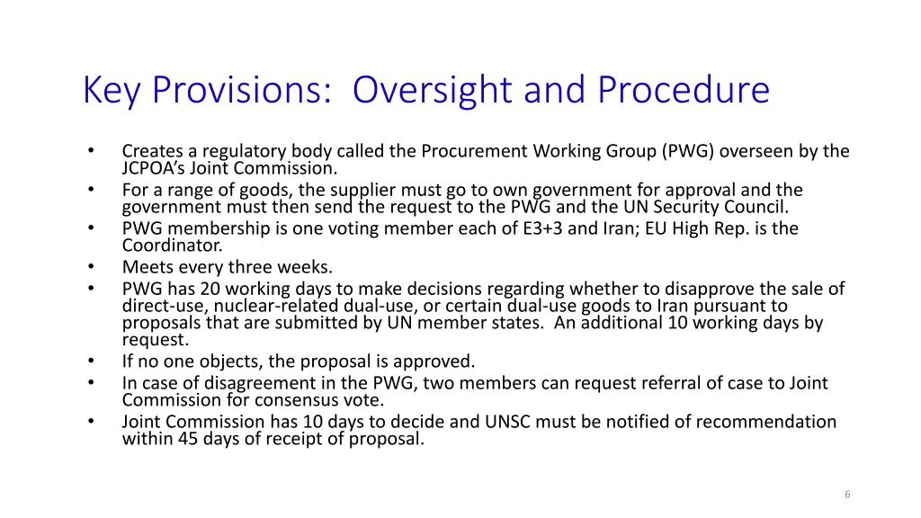 key provisions oversight and procedure