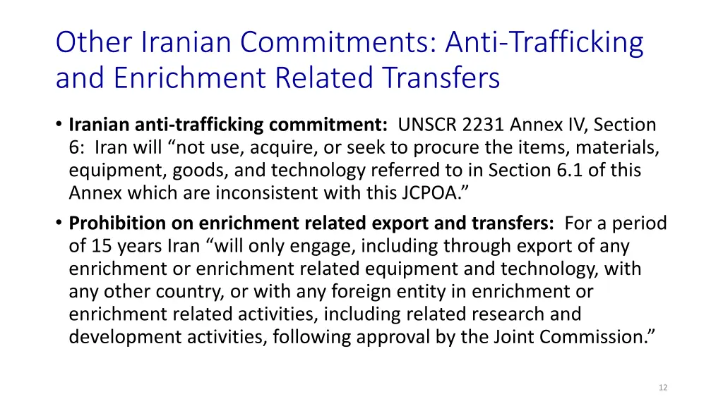 other iranian commitments anti trafficking