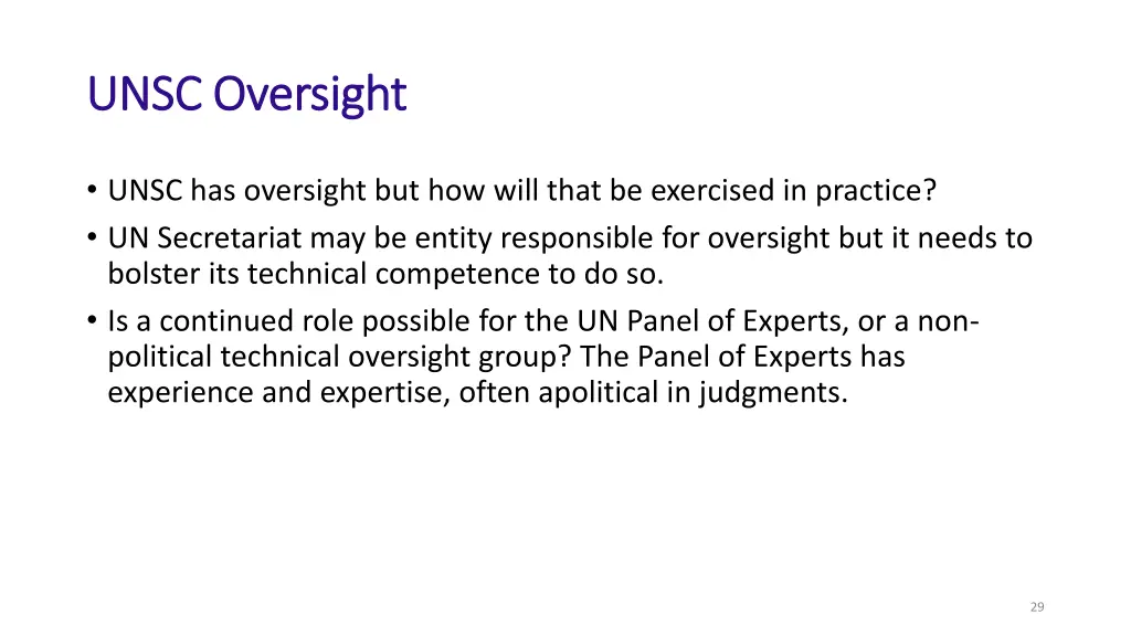 unsc oversight unsc oversight