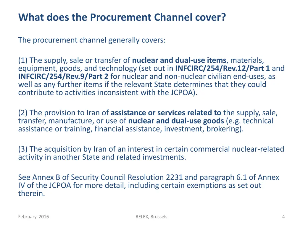 what does the procurement channel cover