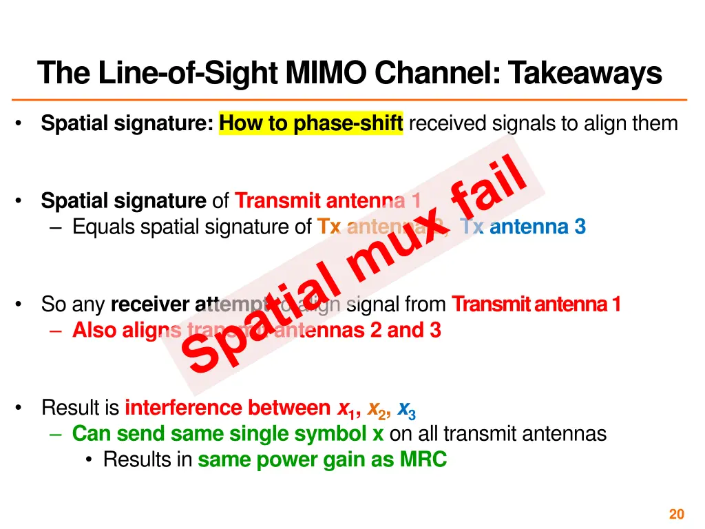 the line of sight mimo channel takeaways