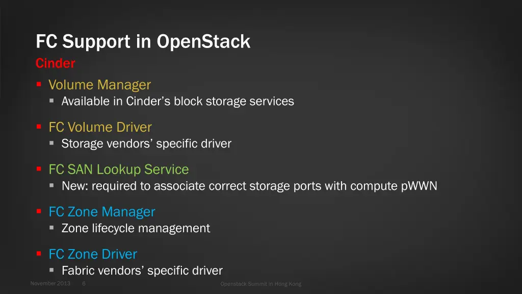 fc support in openstack