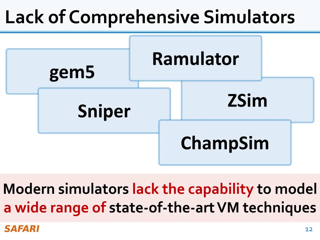 lack of comprehensive simulators