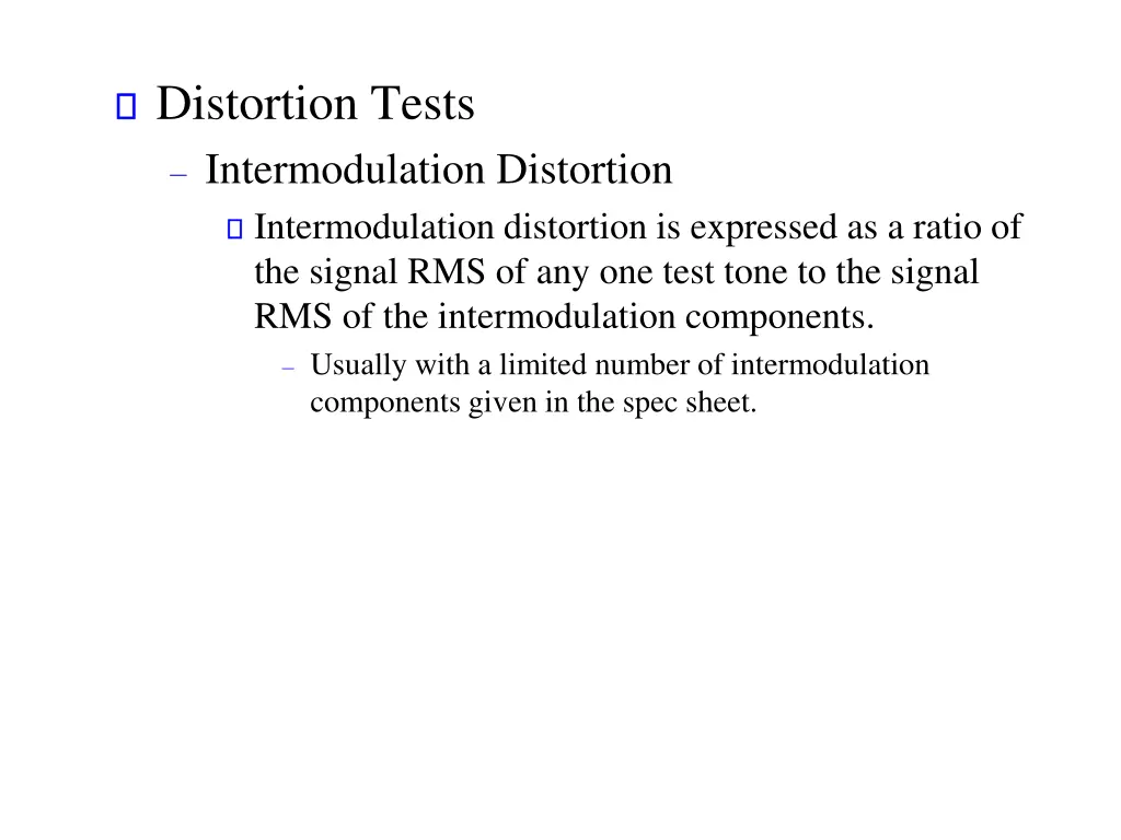 distortion tests intermodulation distortion