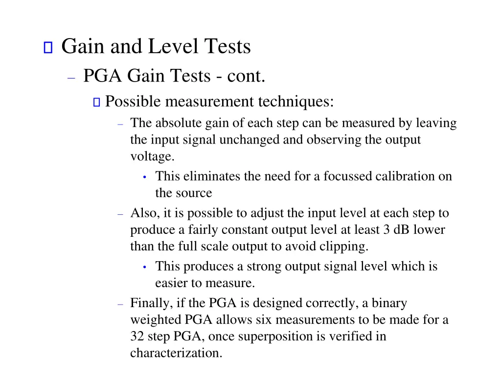 gain and level tests pga gain tests cont possible