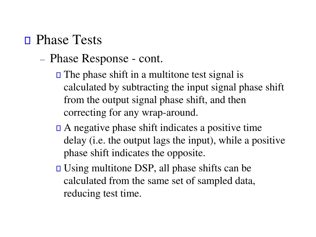 phase tests phase response cont the phase shift