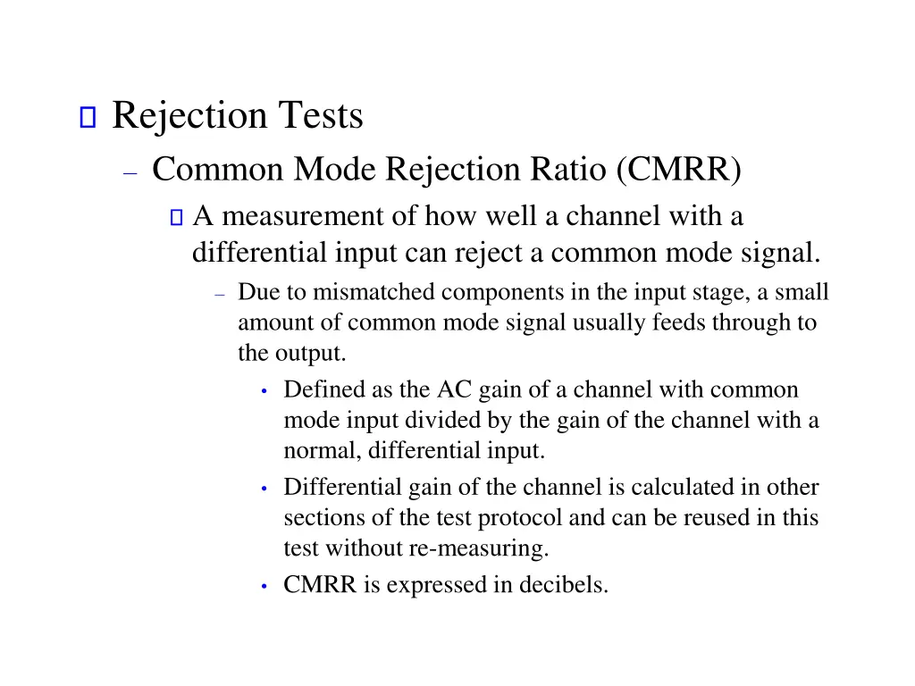 rejection tests common mode rejection ratio cmrr