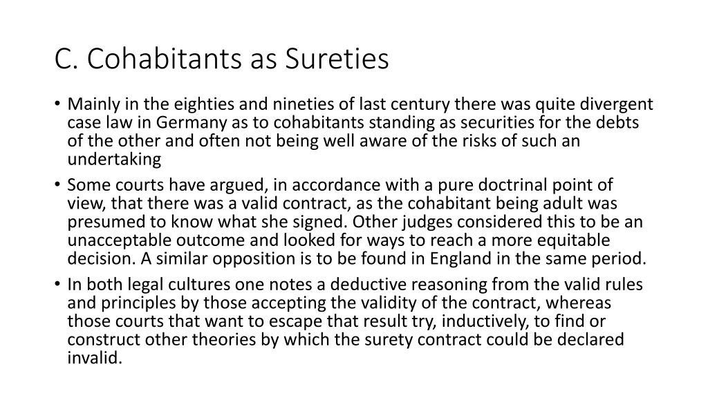 c cohabitants as sureties