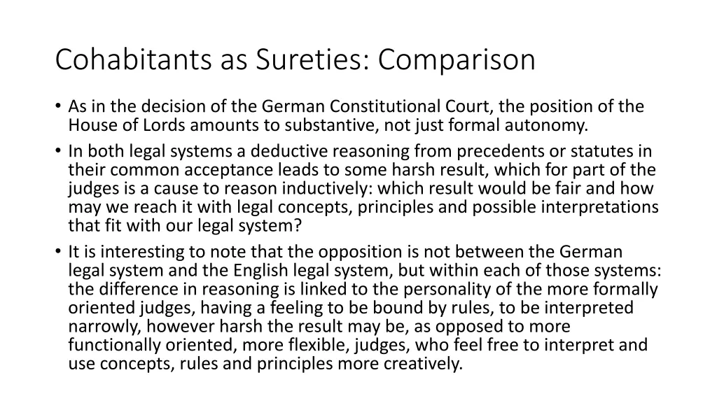 cohabitants as sureties comparison