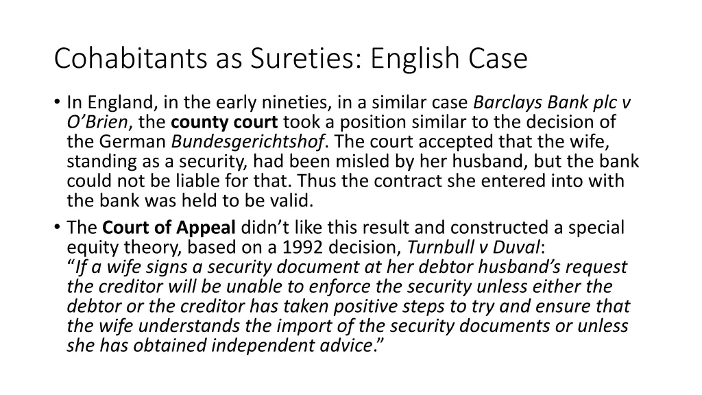 cohabitants as sureties english case