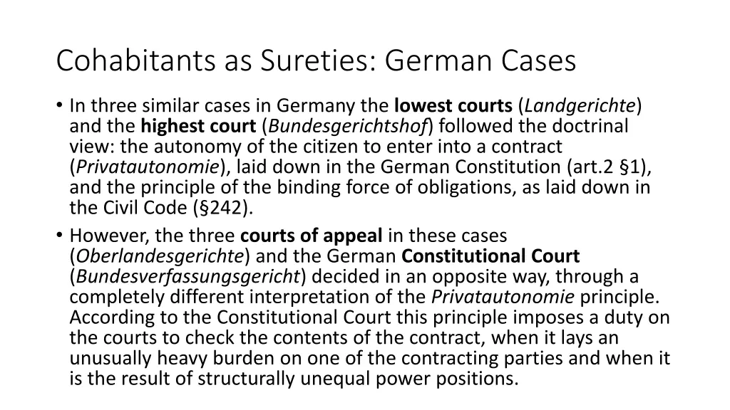 cohabitants as sureties german cases