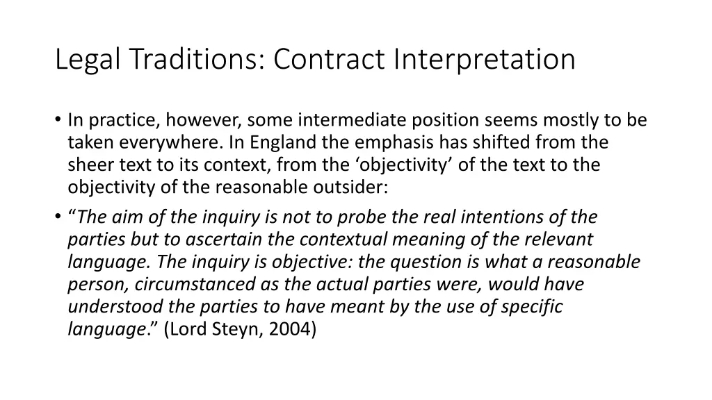 legal traditions contract interpretation 1