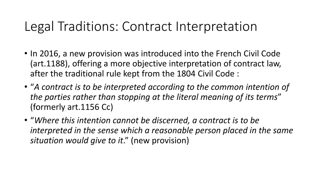 legal traditions contract interpretation 2