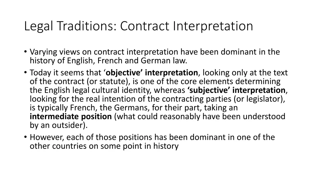 legal traditions contract interpretation