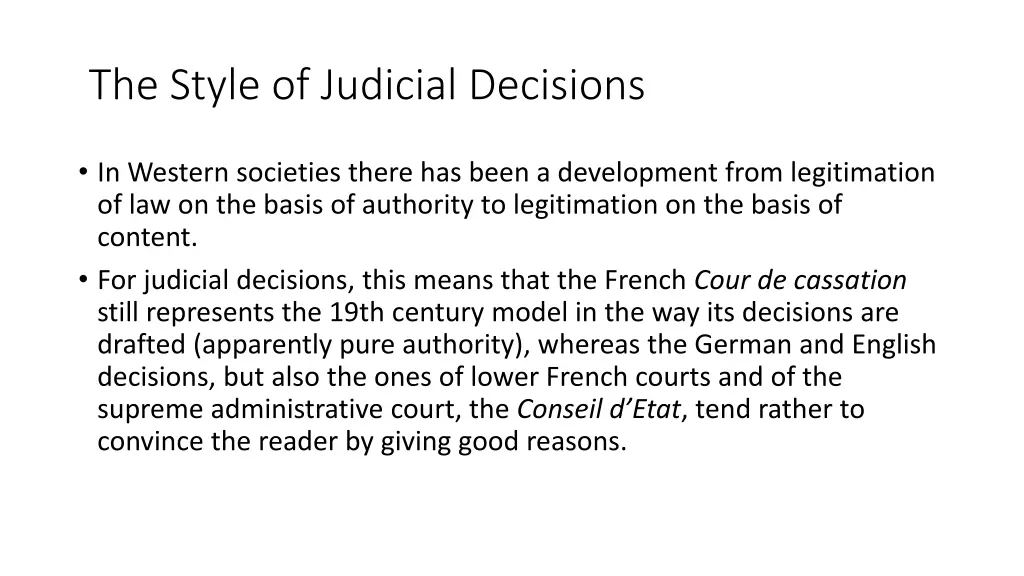 the style of judicial decisions