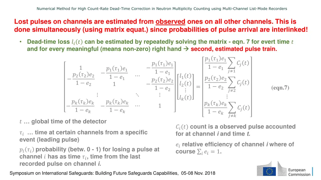 numerical method for high count rate dead time 2