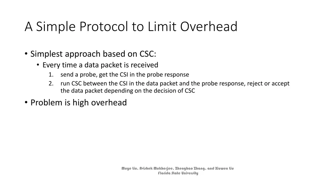 a simple protocol to limit overhead