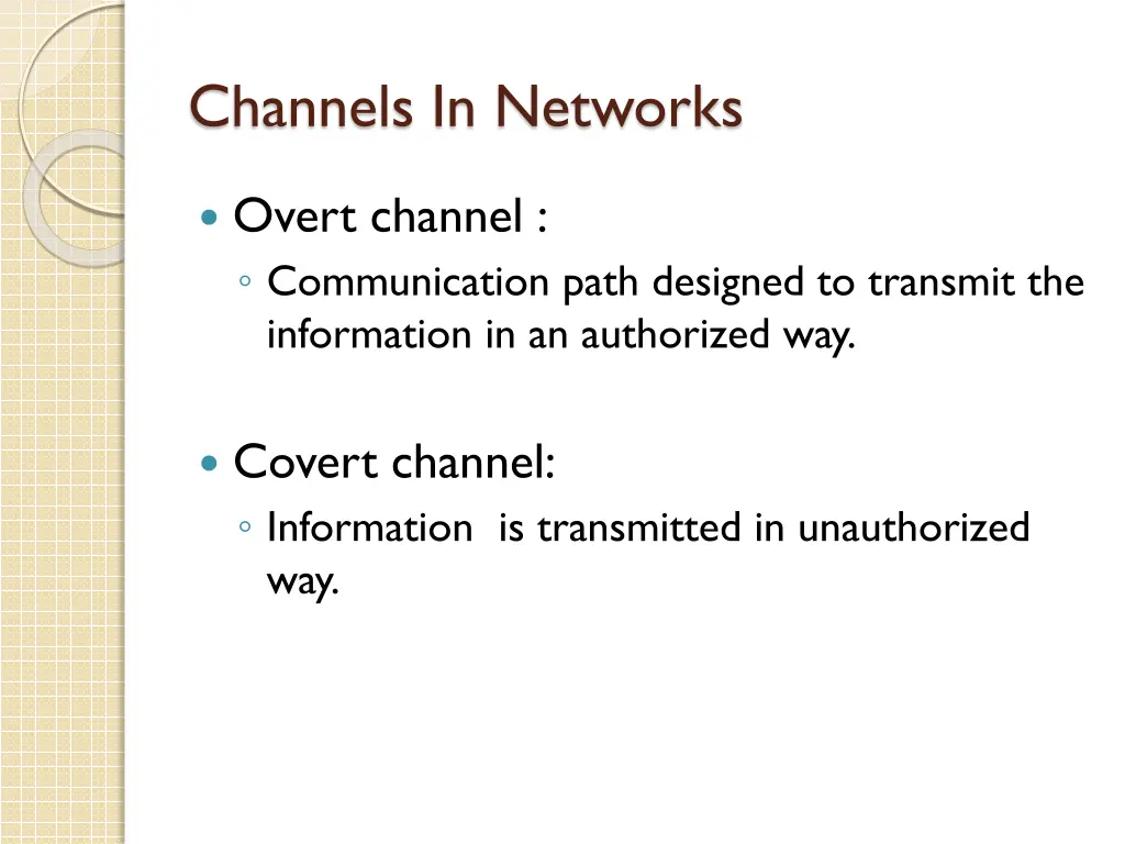 channels in networks