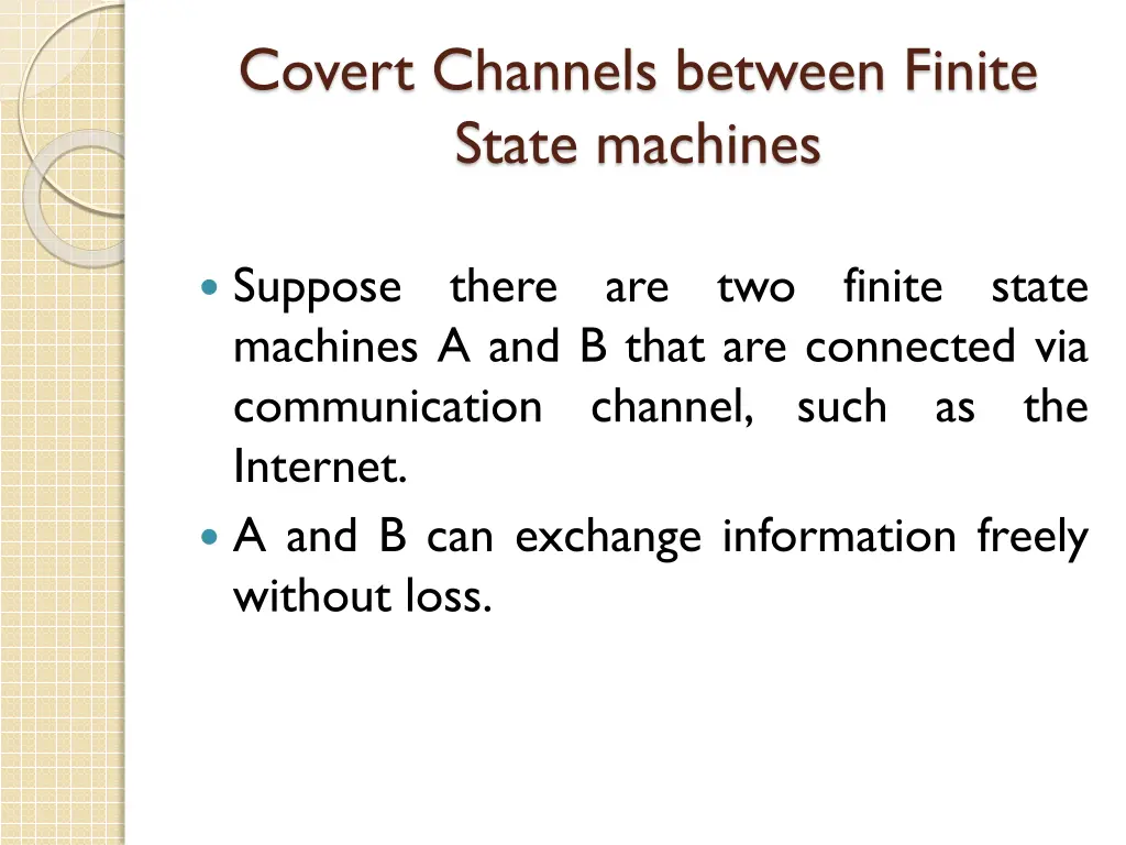 covert channels between finite state machines